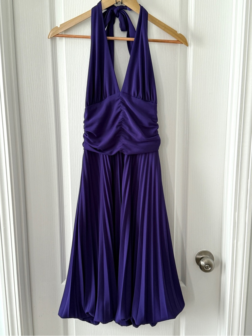 Vintage Caché Brilliant Purple Halter Dress | Y2K Elegant Evening Dress Size 4